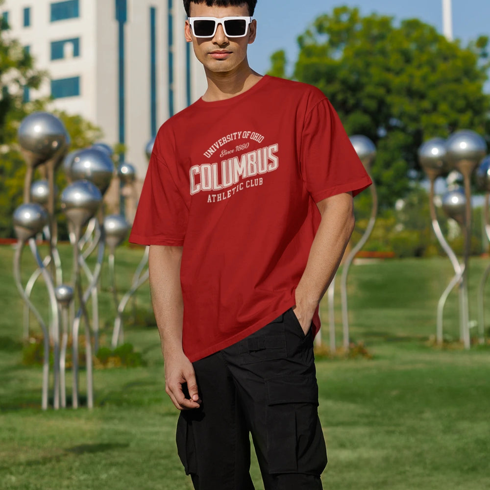 Columbus Athletic Club Unisex Oversized Tshirt - Red