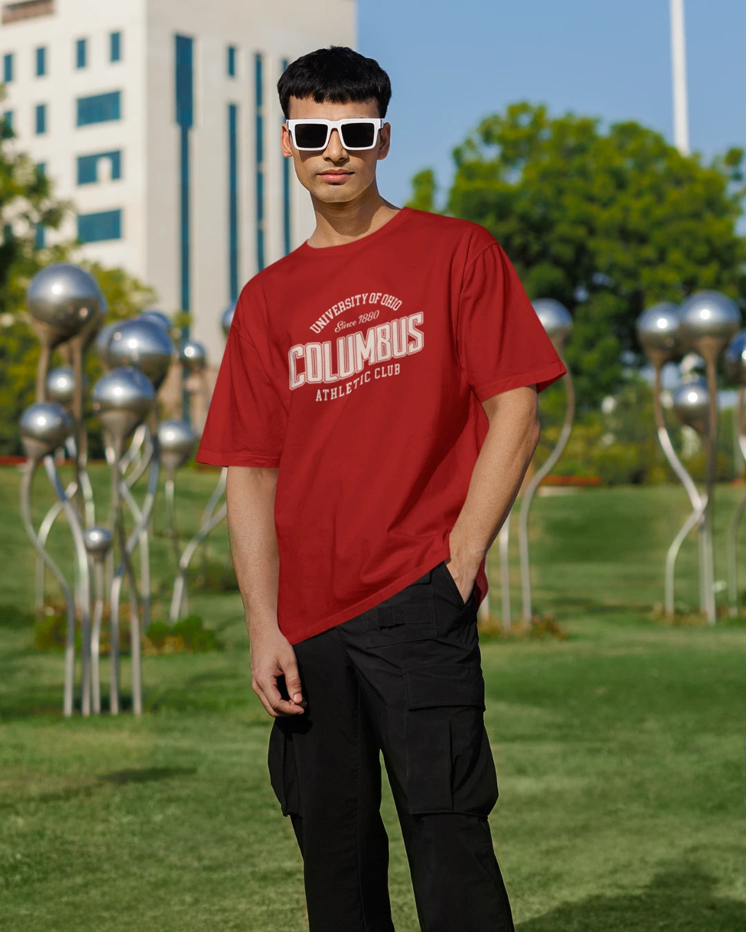 Columbus Athletic Club Unisex Oversized Tshirt - Red