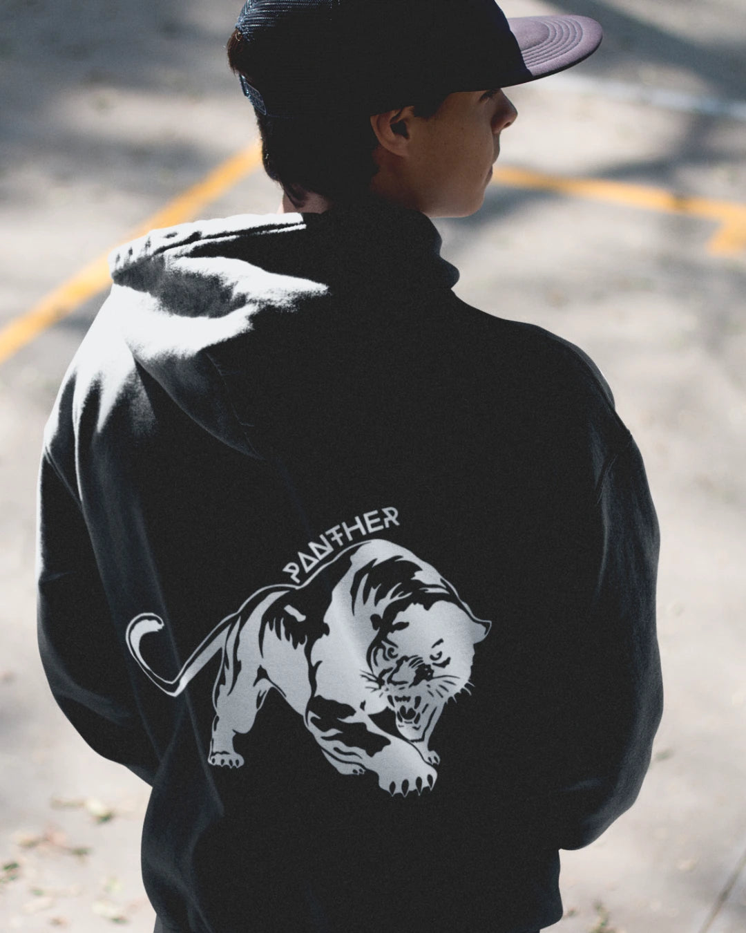 Panther Oversized Hoodie - Black