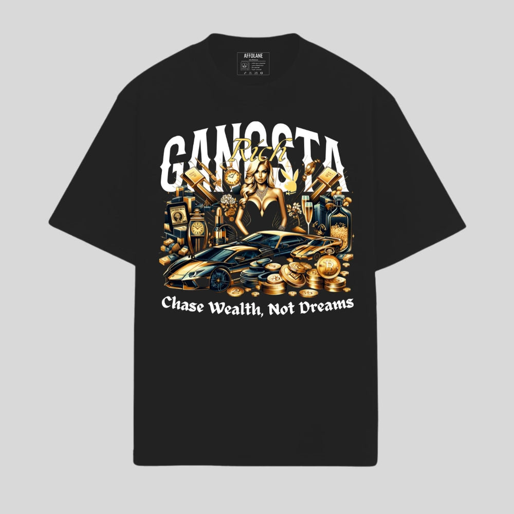 Gangsta Rich Lifestyle Oversized Tshirt - Black