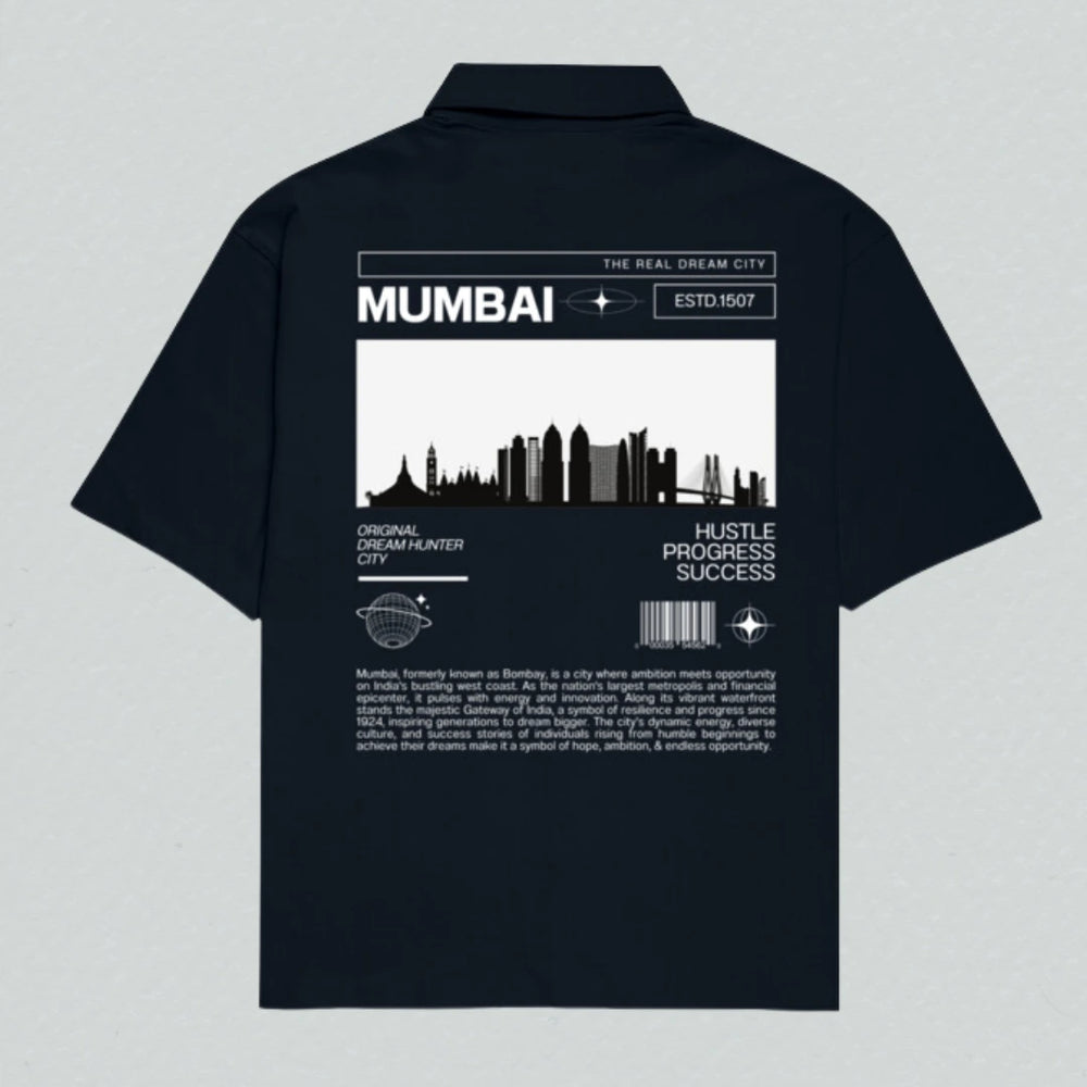 Mumbai Oversized Shirt - Navy Blue