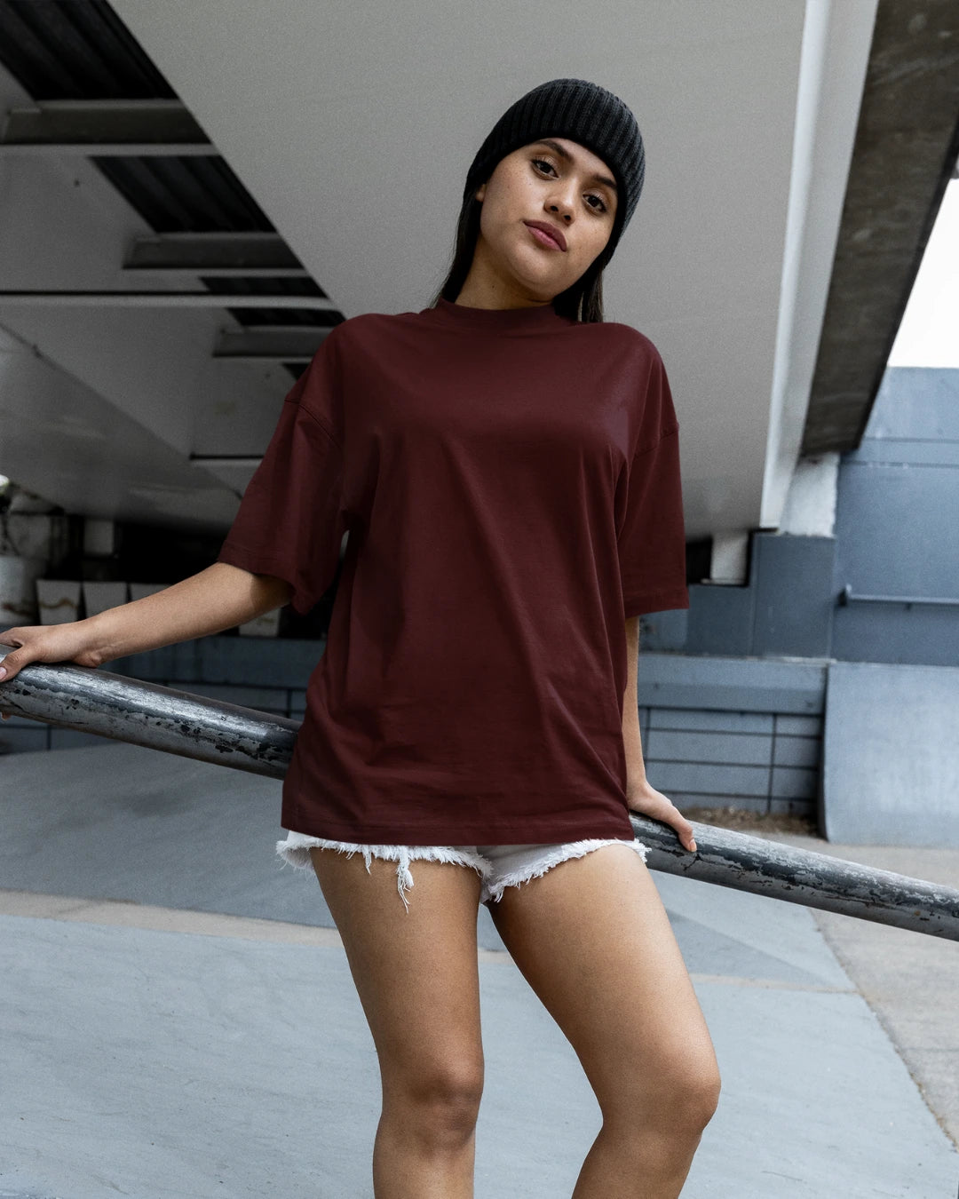 Unisex Oversized Solid Tshirt - Maroon