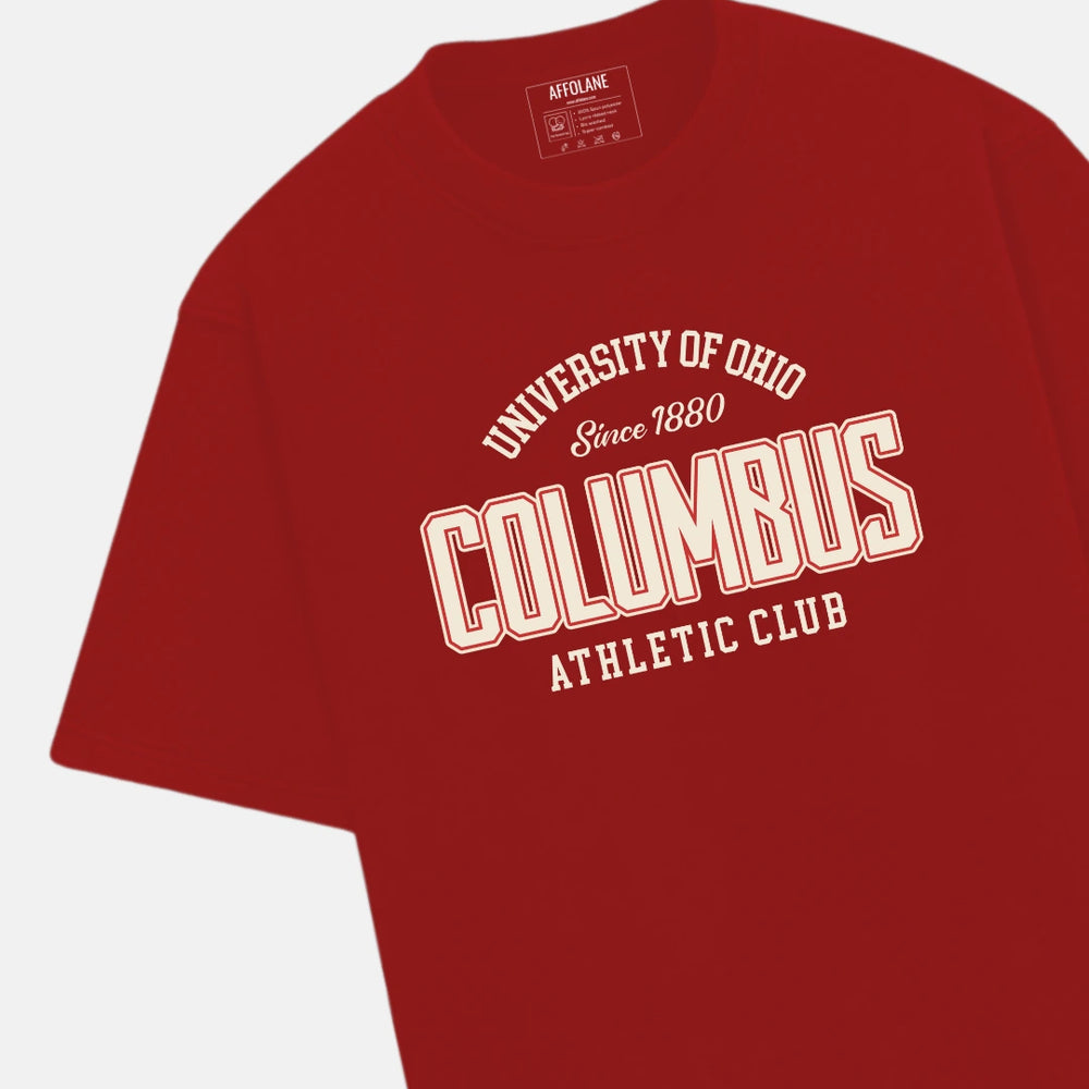 Columbus Athletic Club Unisex Oversized Tshirt - Red