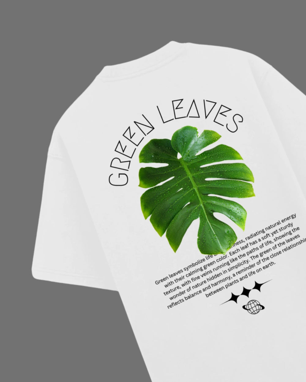 Green Leaves Unisex Oversized Tshirt - White