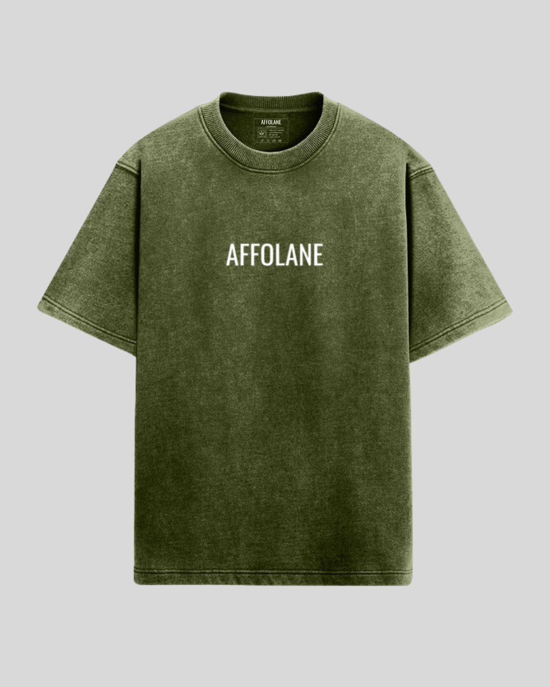 Unisex Acid Wash Oversized Solid Tshirt - Olive Green