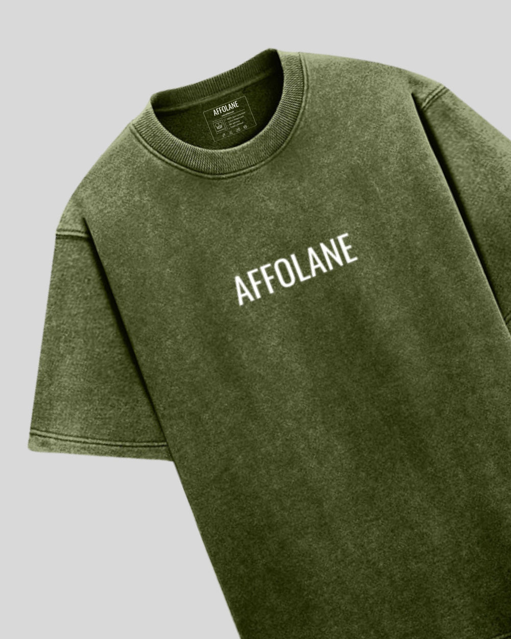 Unisex Acid Wash Oversized Solid Tshirt - Olive Green