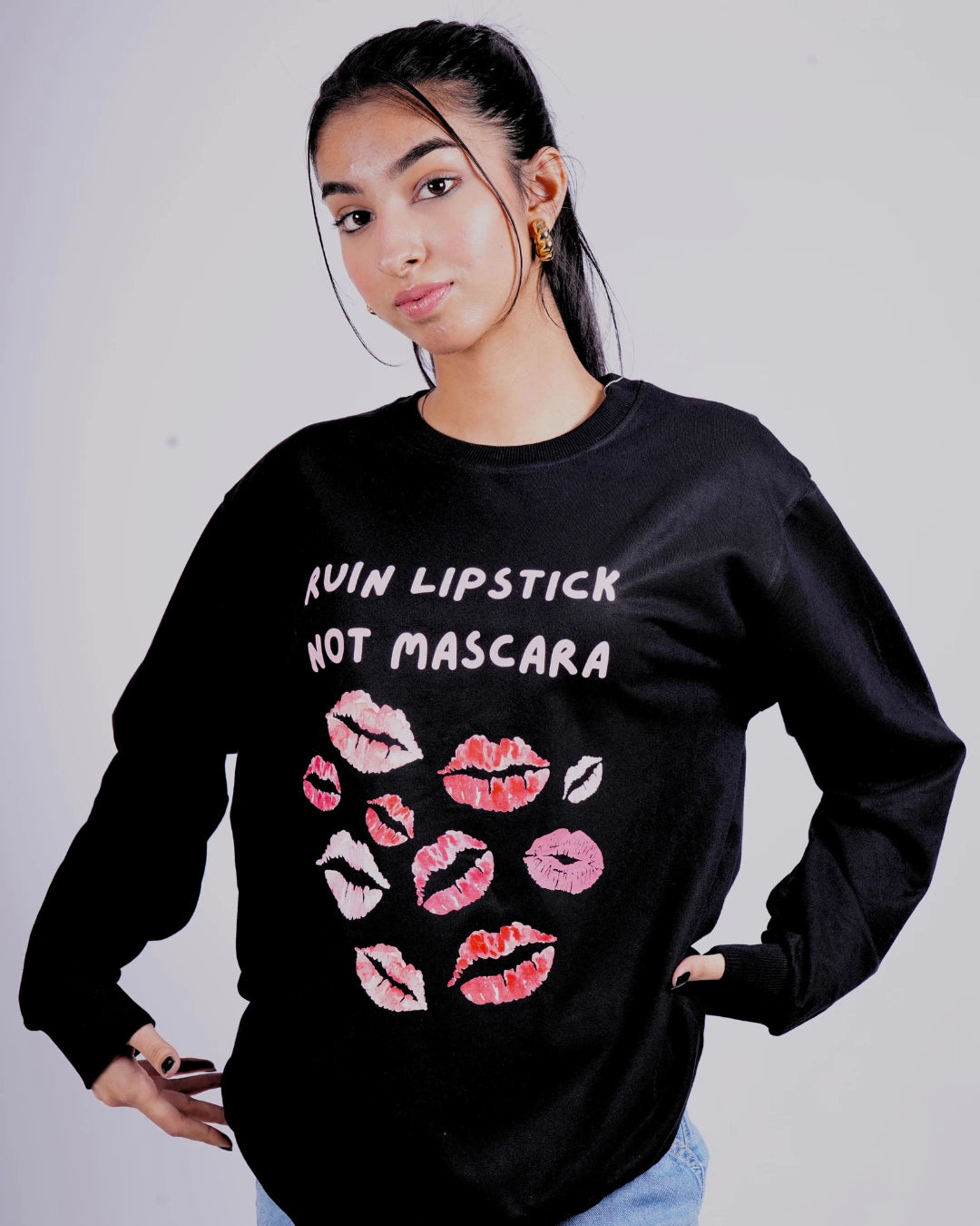 Ruin Lipstick Not Mascara Sweatshirt - Black