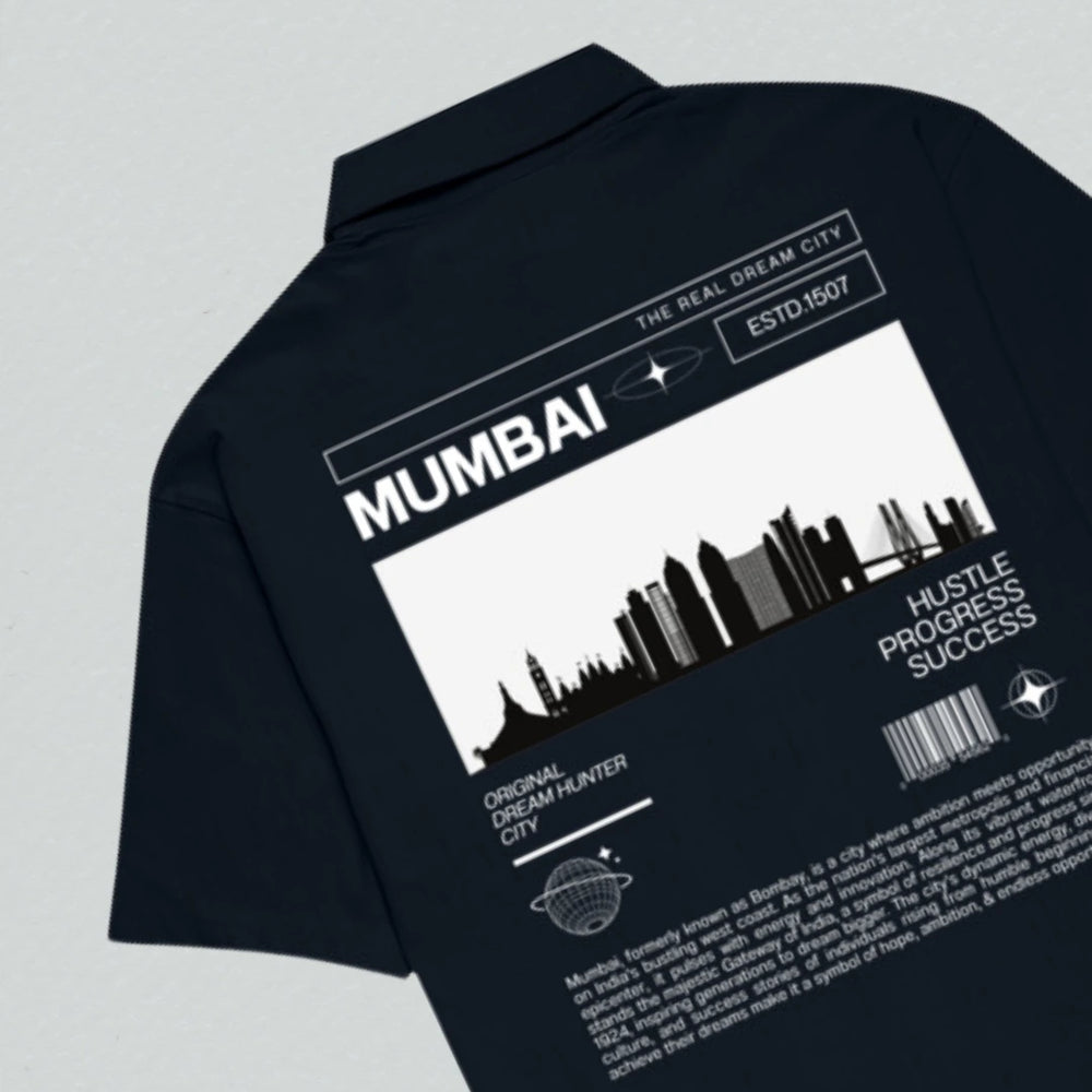 Mumbai Oversized Shirt - Navy Blue