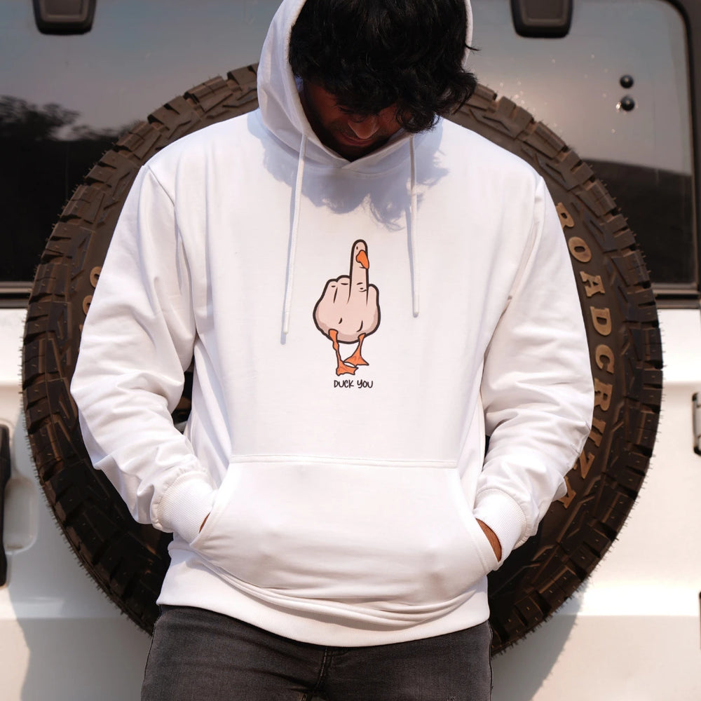 Duck You Unisex Hoodie - White