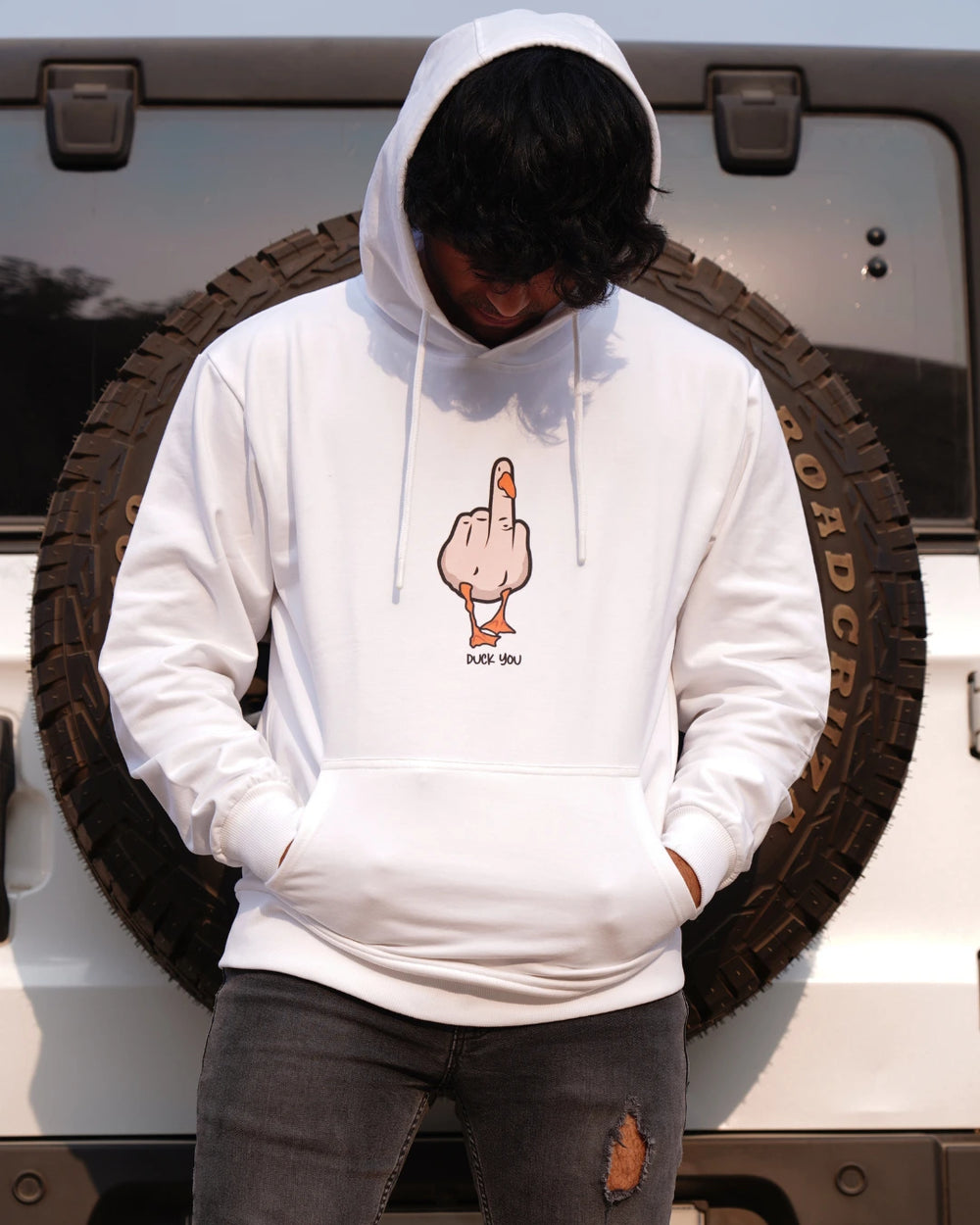 Duck You Unisex Hoodie - White