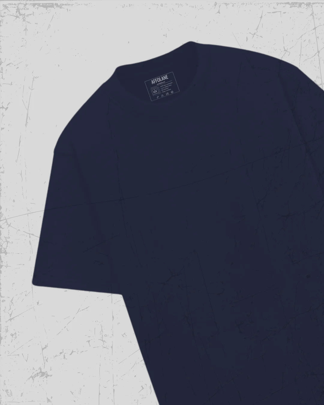 Unisex Oversized Solid Tshirt - Navy Blue