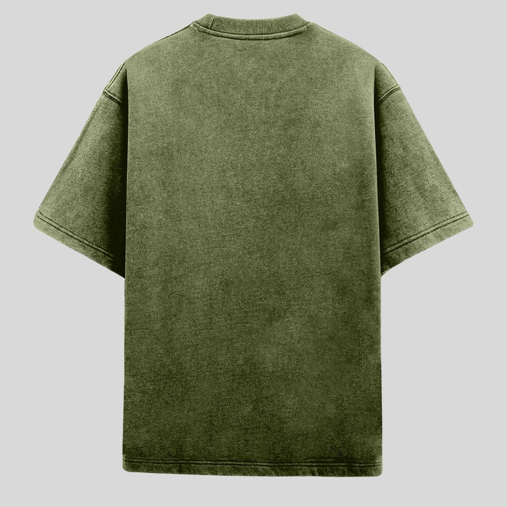 
                      
                        Unisex Acid Wash Oversized Solid Tshirt - Olive Green
                      
                    