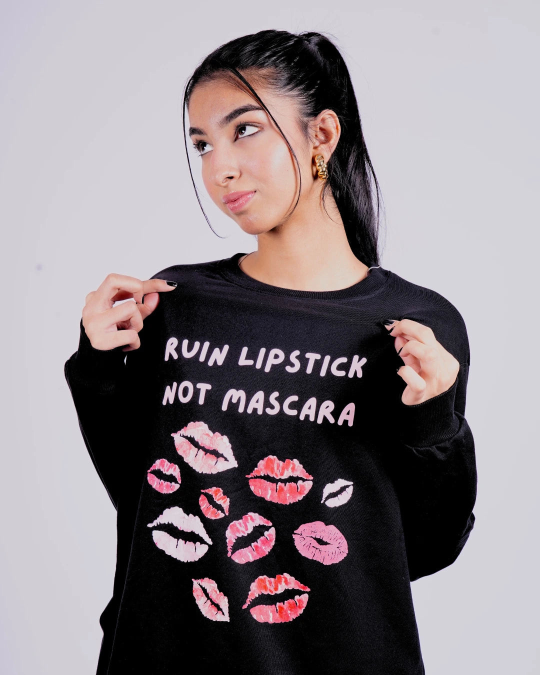 Ruin Lipstick Not Mascara Sweatshirt - Black