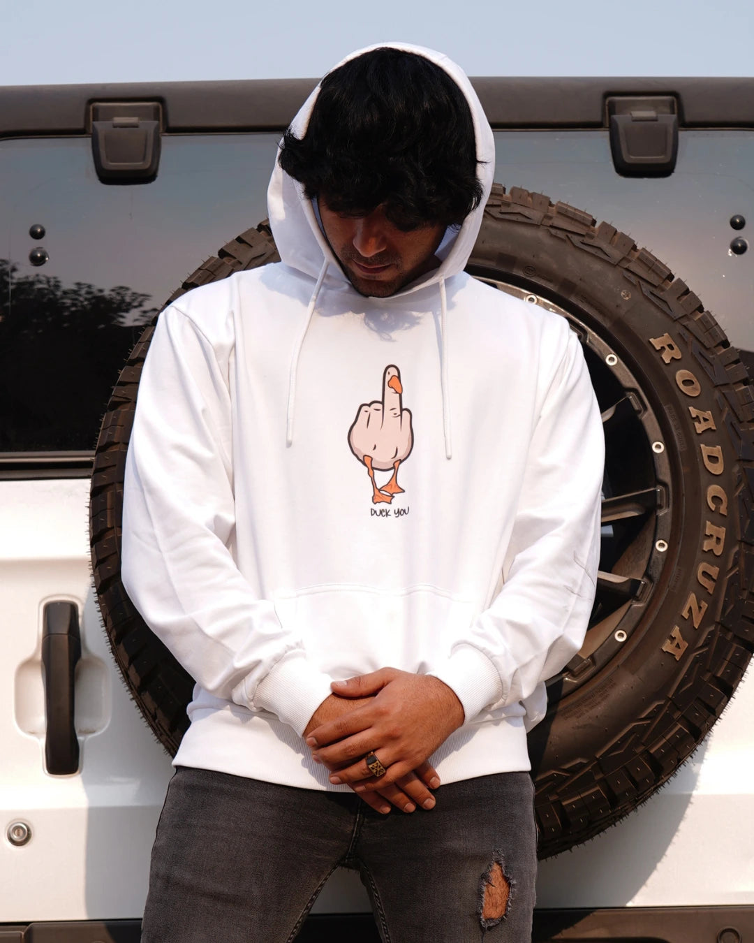 Duck You Unisex Hoodie - White