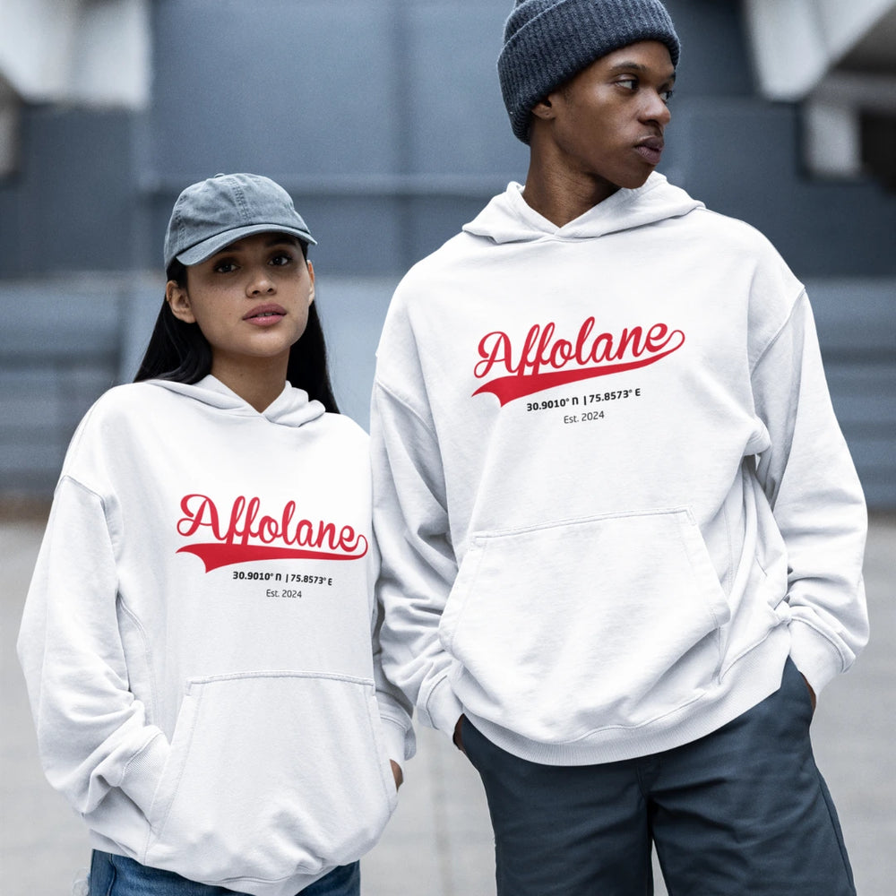 Affolane Official lat long Unisex Oversized Hoodie - White