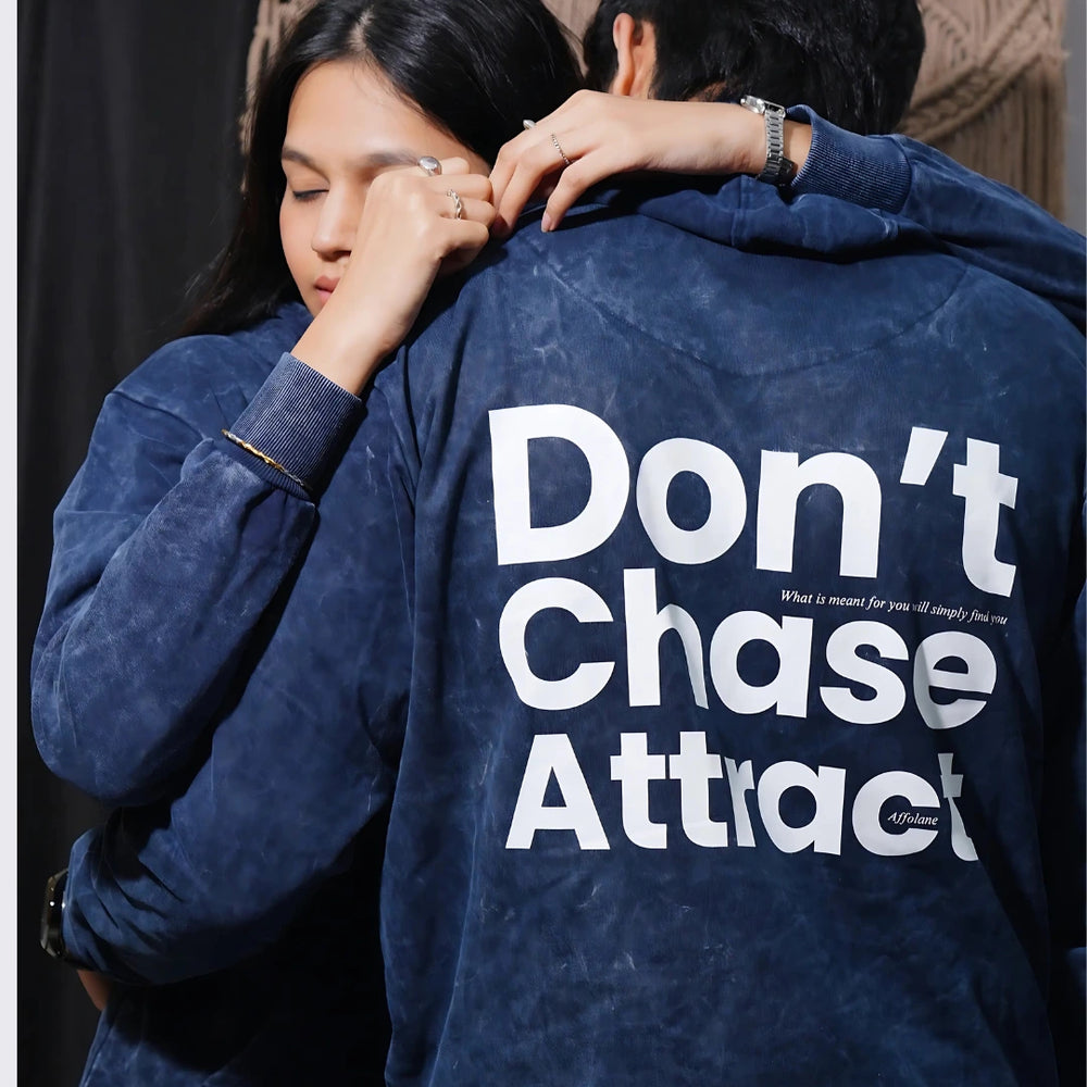 Don't Chase Acid Wash Unisex Hoodie - Navy Blue