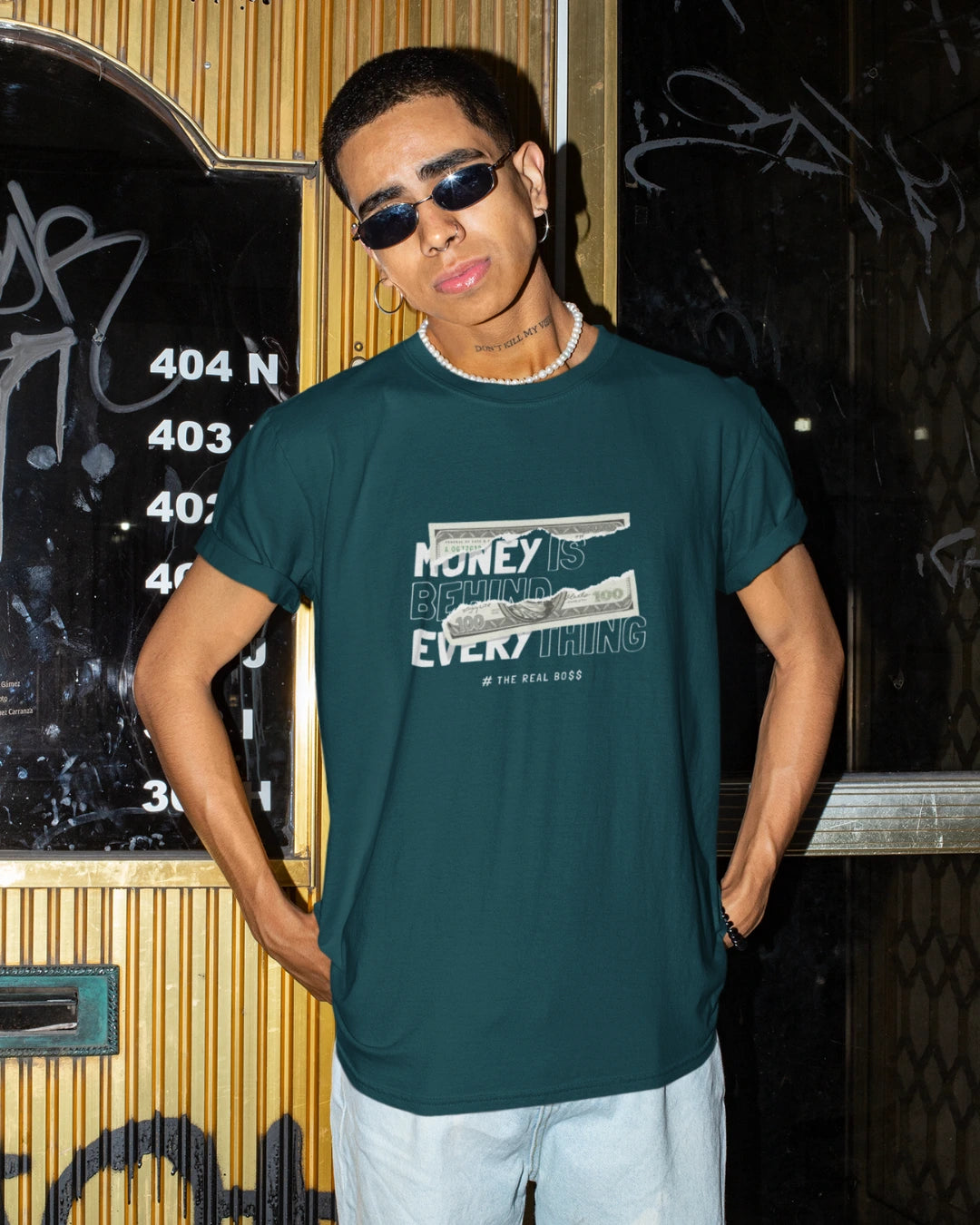 Money Rules Regular Tshirt - Petrol Blue