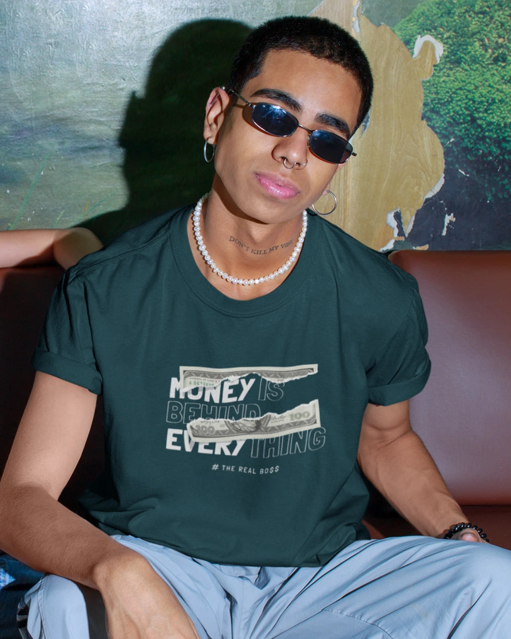 Money Rules Regular Tshirt - Petrol Blue