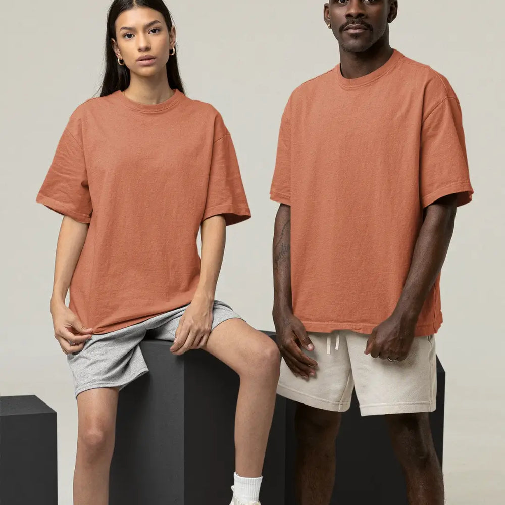 Unisex Oversized Solid Tshirt - Coral