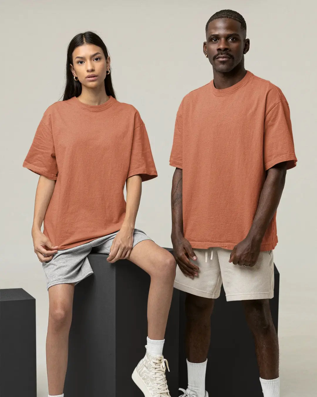 Unisex Oversized Solid Tshirt - Coral