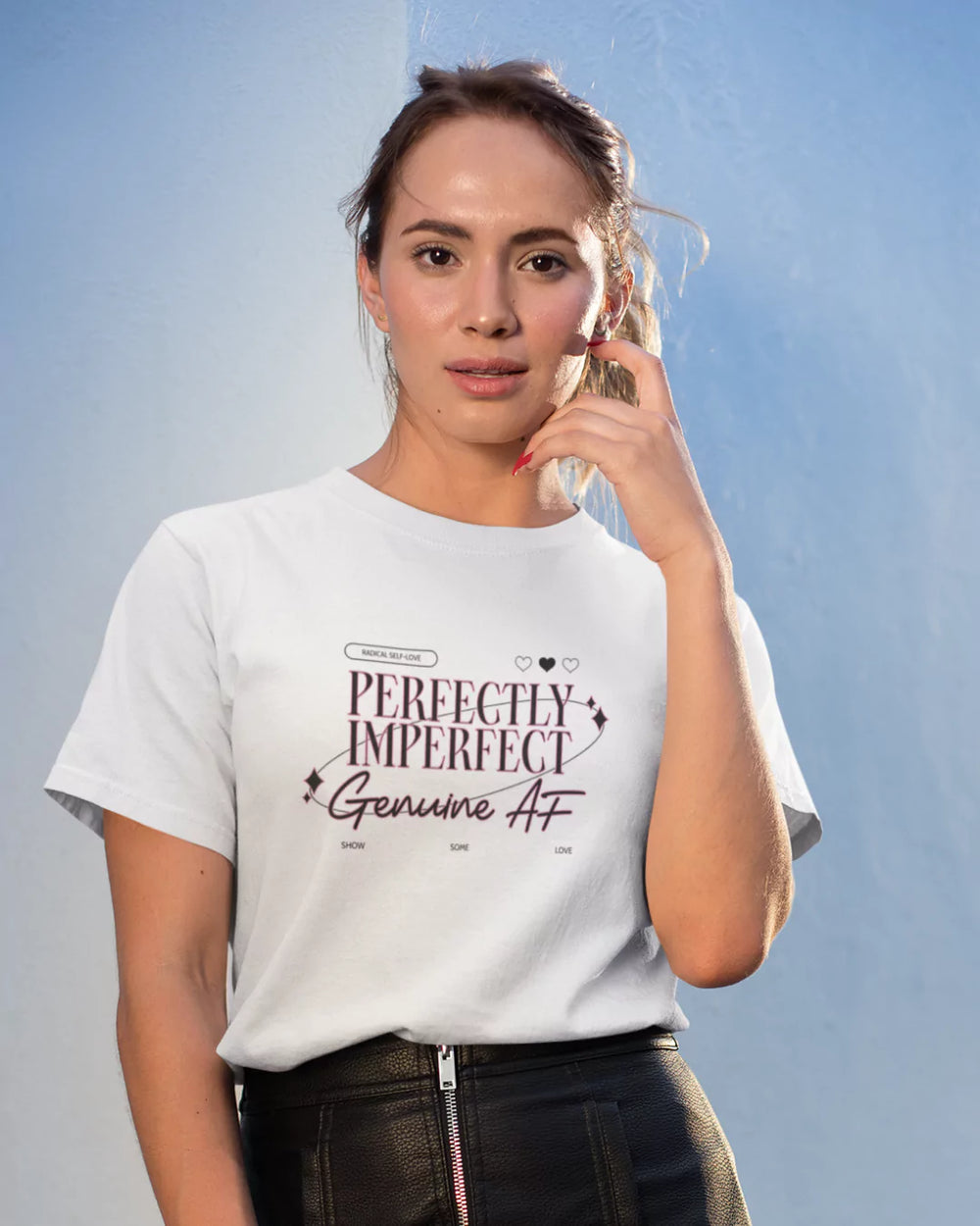 Perfectly Imperfect Genuine AF Regular Tshirt - White